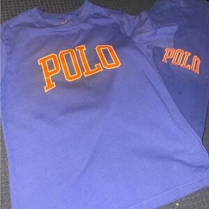 Polo by Ralph Lauren Blue Tee with Orange Logo